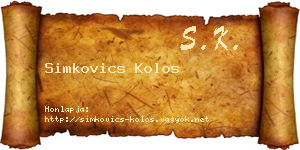Simkovics Kolos névjegykártya