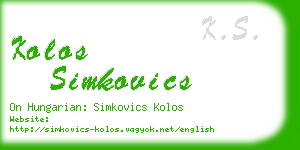 kolos simkovics business card